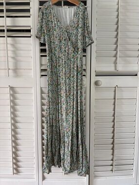 Fat Face Green Floral Maxi Dress